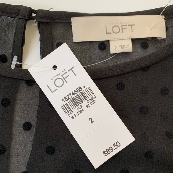 Loft NWT Black Polka Dot Layered Sheath Dress sz 2 - Picture 10 of 12